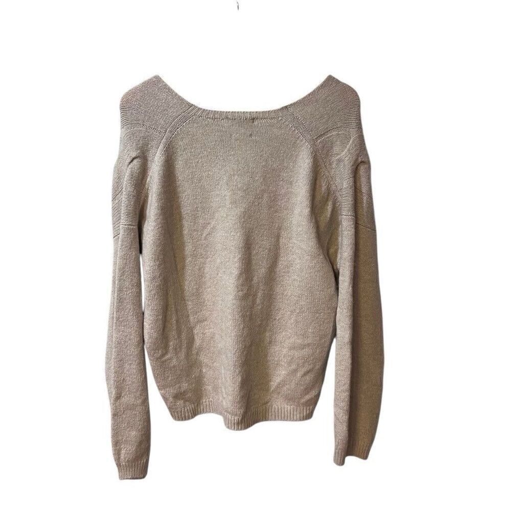 Massimo Dutti Oversized Braid Knit Sweater Small Wool Blend V Neck Wool Blend - Picture 3 of 8